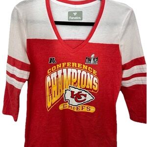 Fanatics Red and White Conference Champions Women's Long Sleeve Tee